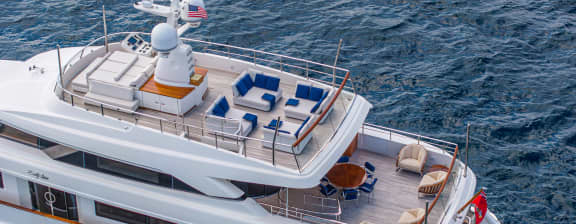 The top of a yacht on calm waters