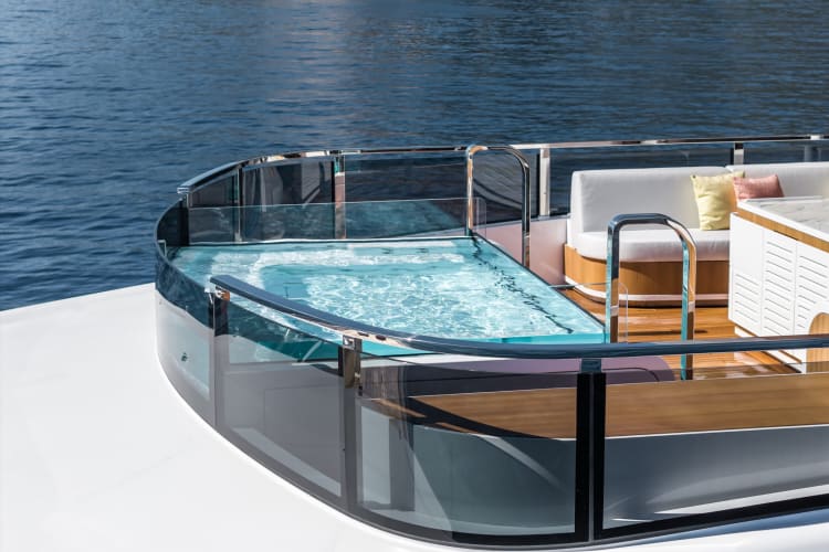 pool on the top deck of a yacht