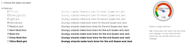 Google Web Font Variant Selection Google Web Font Variant Selection