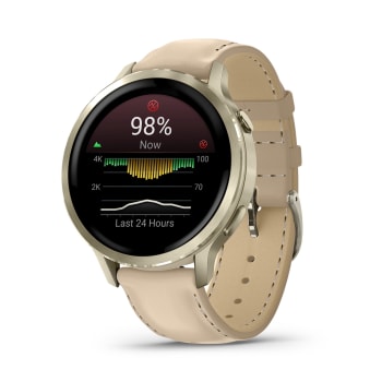 Garmin Venu 4 41mm Premium GPS Smartwatch + Leather strap - Luna Gold