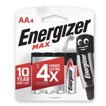 Energizer Max: AA- 4 Pack Disposable Batteries