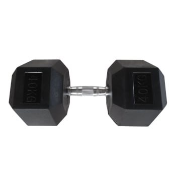 HS Fitness 40kg Rubber Hex Dumbbell