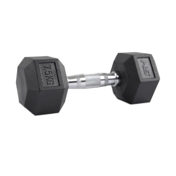 HS Fitness 7.5Kg Rubber Hex Dumbbell