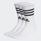 adidas 3 Stripe Cushioned 3-Pack White Crew Socks, product, thumbnail for image variation 1