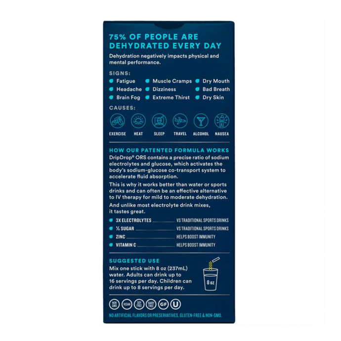 DripDrop ORS Dehydration Relief (8 Sticks)- Lemon, product, variation 3