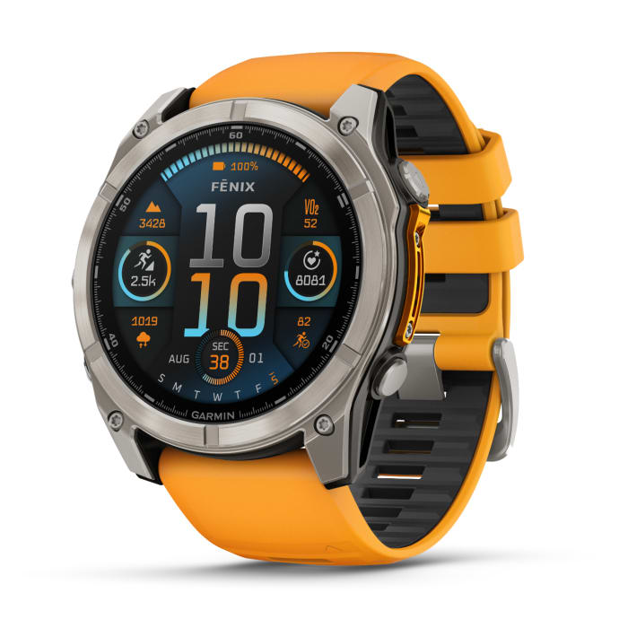 Garmin Fenix 8 51mm AMOLED Sapphire Multisport Smartwatch - Titanium/orange, product, variation 1