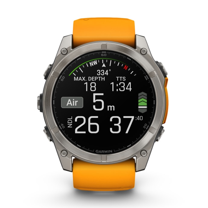 Garmin Fenix 8 51mm AMOLED Sapphire Multisport Smartwatch - Titanium/orange, product, variation 3