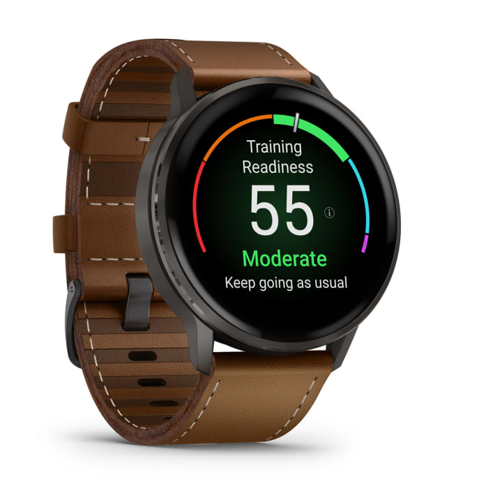 Garmin Venu 4 45mm Premium GPS Smartwatch + Leather Strap - Black, product, variation 13