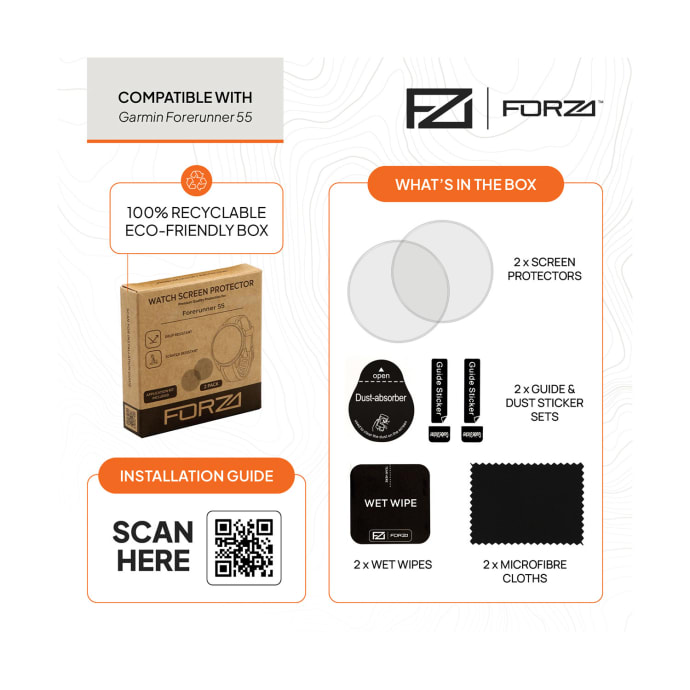 FORZA Tempered Glass Screen Protector for Garmin Forerunner 55 (2 Pack), product, variation 3