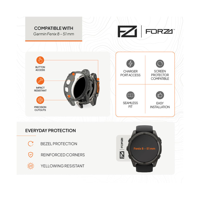 FORZA Bumper Watch Case for Garmin Fenix 8 51 mm (Grey), product, variation 2