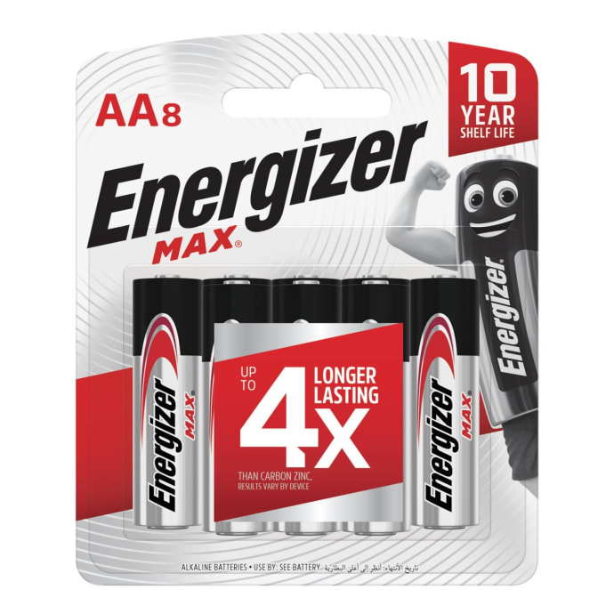 Energizer Max Alkaline AA 8 Pack Batteries, product, variation 1