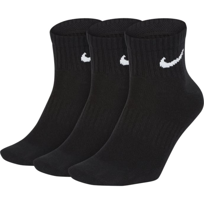 Nike Everyday Lightweight Ankle 3-Pack Black Socks, product, variation 1