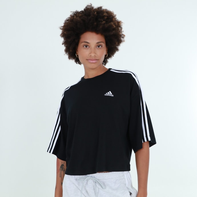 adidas Women&#039;s 3 Srtipe Crop Tee, product, variation 1