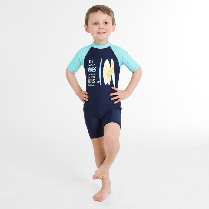 Secon Skins Boys Waves for The Little Dude Short Sleeve Sunsuit, product, variation 2