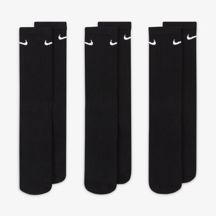Nike Everyday Cushioned Crew 3-Pack Black/White Socks, product, variation 2