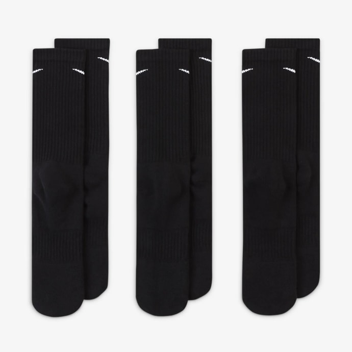 Nike Everyday Cushioned Crew 3-Pack Black/White Socks, product, variation 3