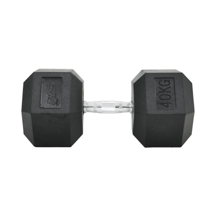 HS Fitness 40Kg Rubber Hex Dumbbell, product, variation 1