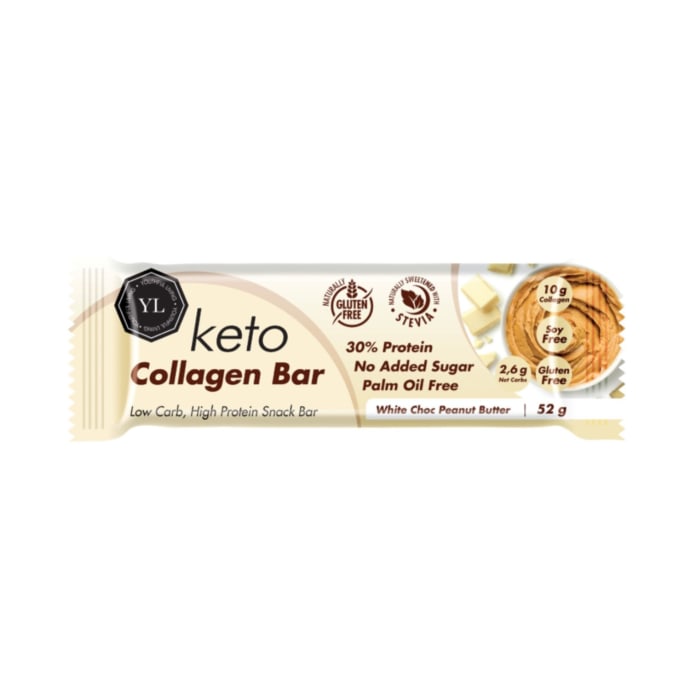 Youthful Living White Chocolate Peanut Butter Keto Collagen Bar 52g, product, variation 1