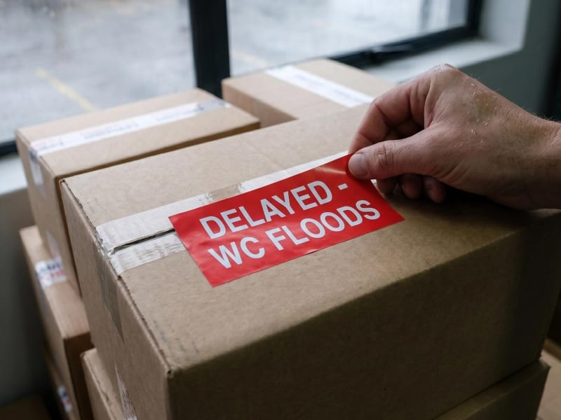 Delivery delays due to May 2026 Western Cape flooding.
