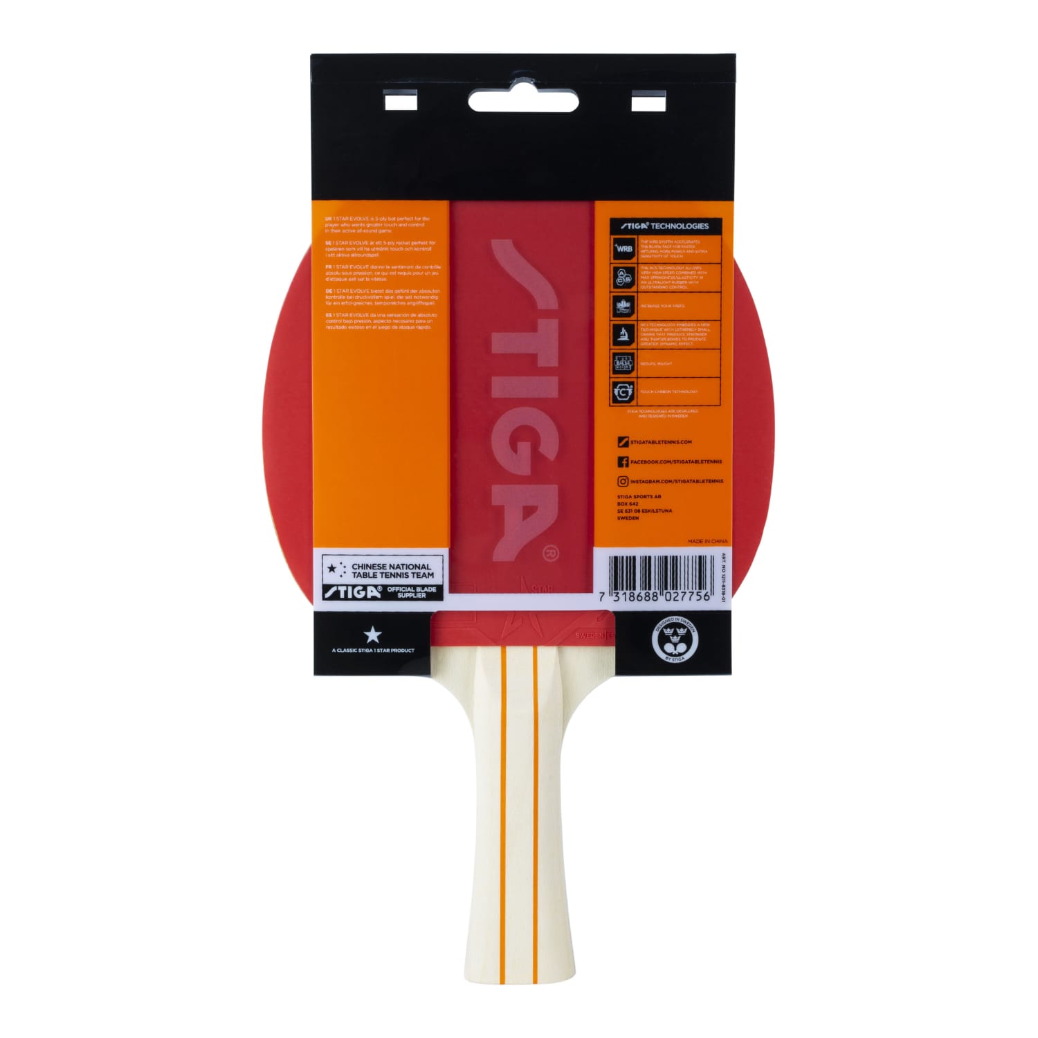 Stiga Evolve 1 Star Table Tennis Bat, product, variation 2