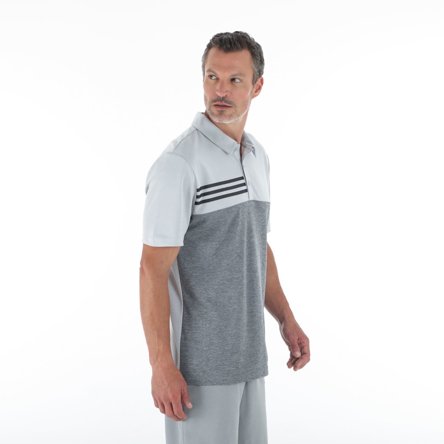 Adidas Men&#039;s Golf 3Stripe Heather Polo Shirt, product, variation 3