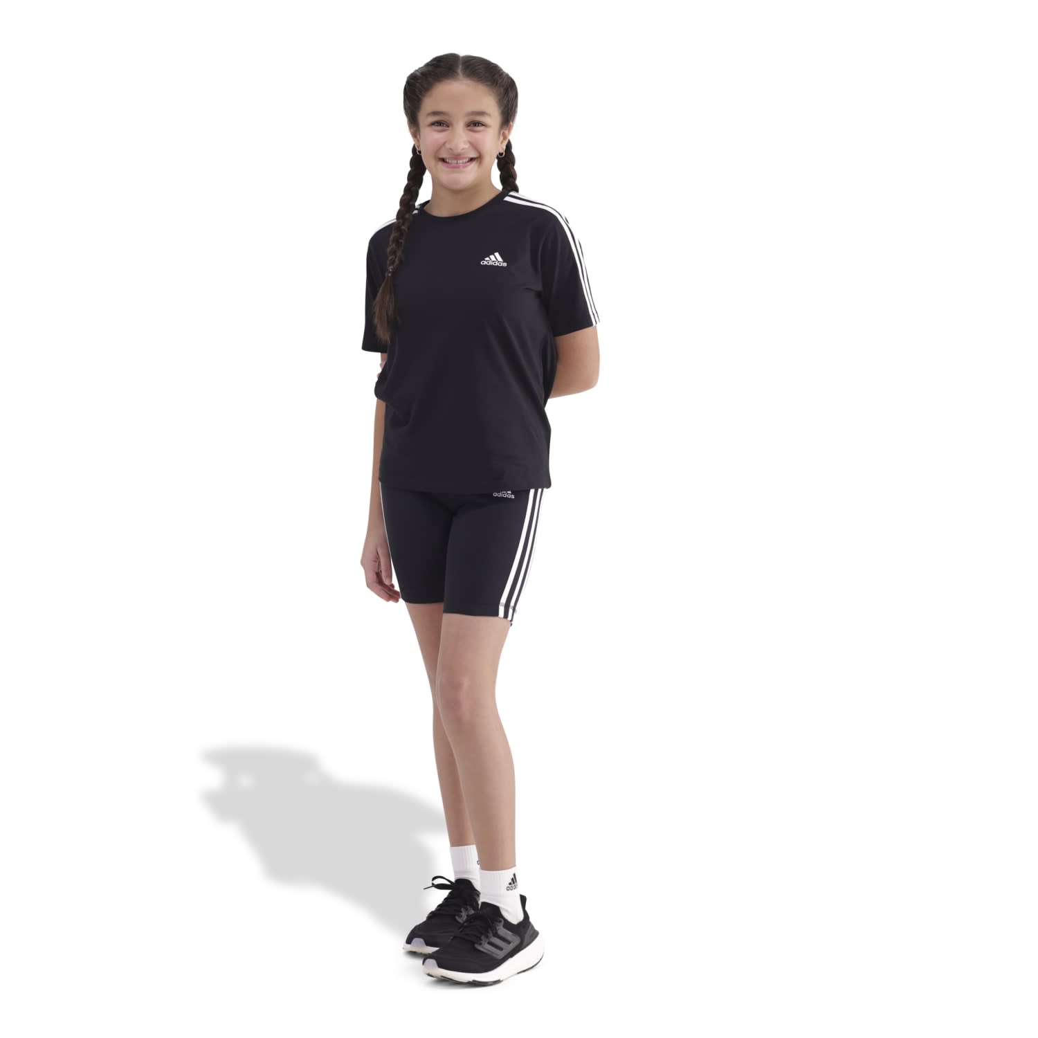 adidas Girls 3 Stripe Short Tight, product, variation 2
