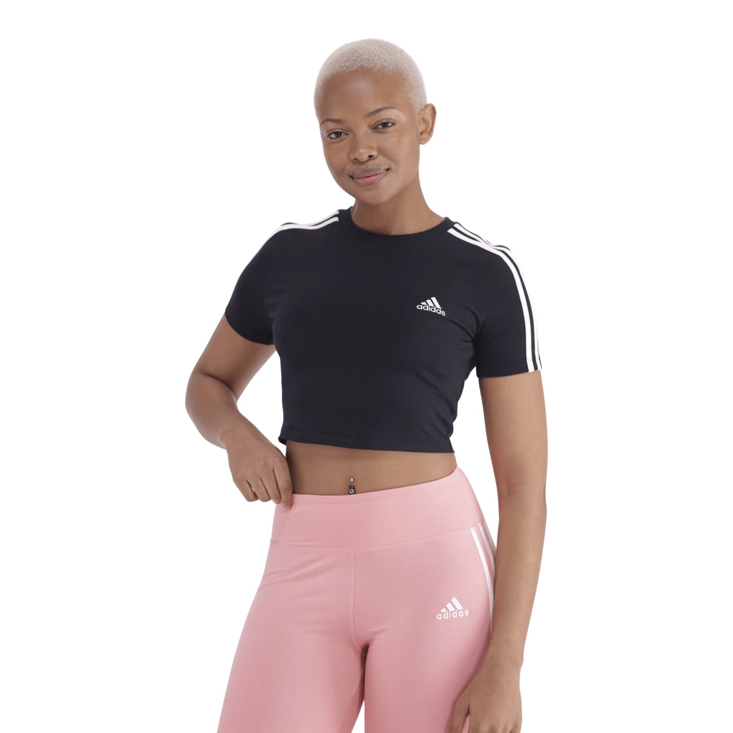 adidas Women's 3 Stripe Crop Tee