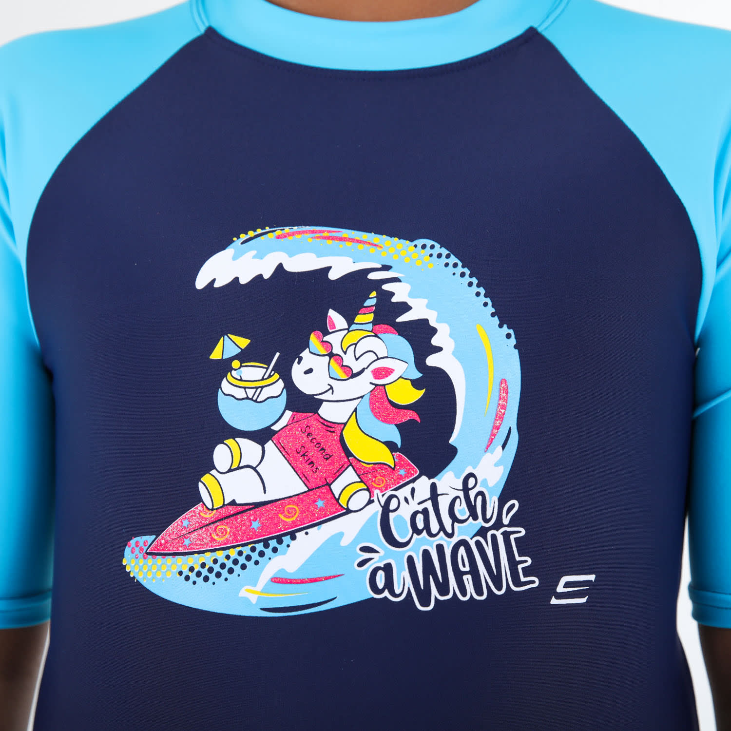 Second Skins Girls Unicorn Catch A Wave Short Sleeve Sunsuit, product, variation 5