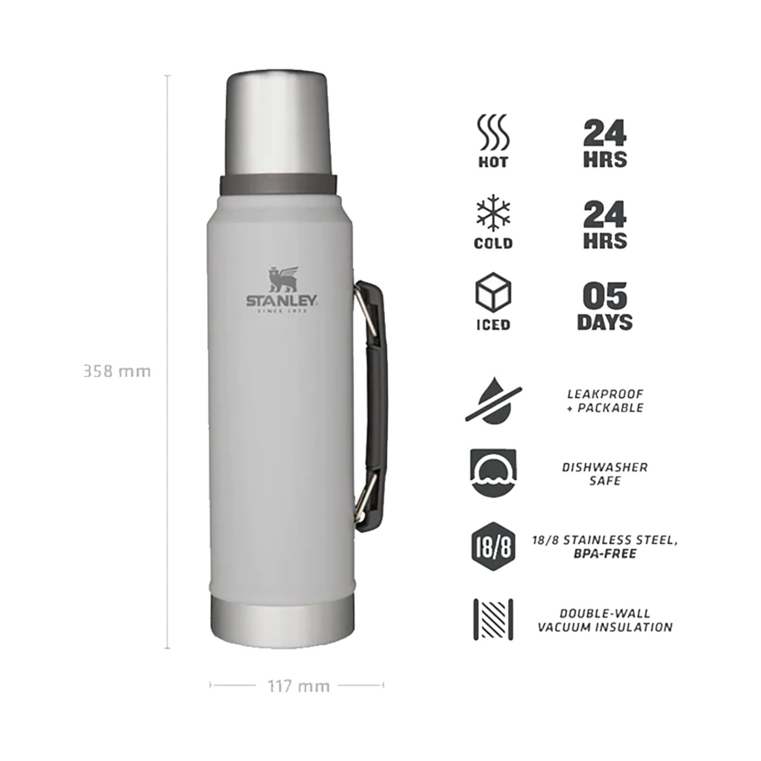 Stanley Legendary Classic Vacuum Flask 1.0L- Ash, product, variation 3
