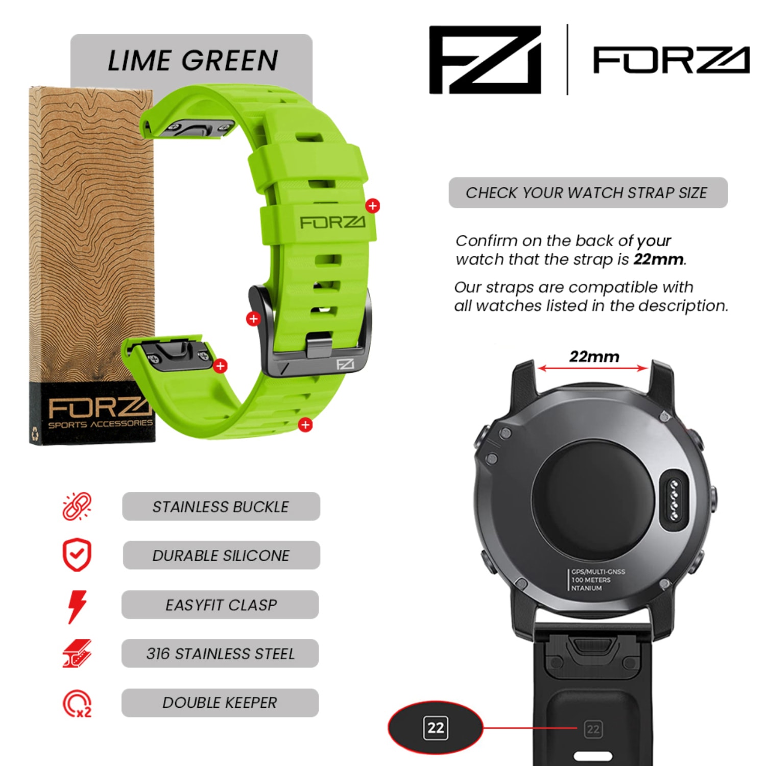 FORZA Elite 22mm EasyFit Watch Strap, product, variation 16