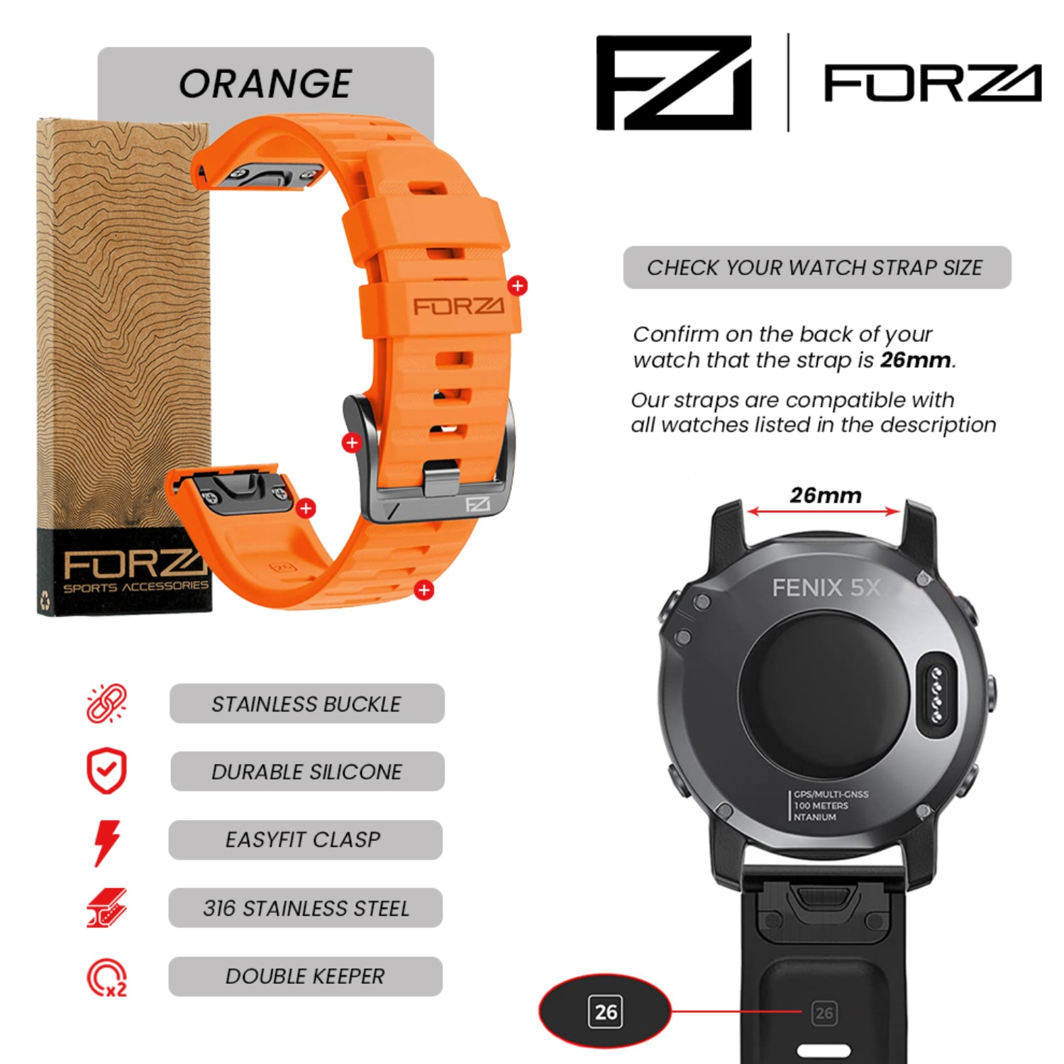 FORZA Elite 26mm EasyFit Watch Strap, product, variation 8