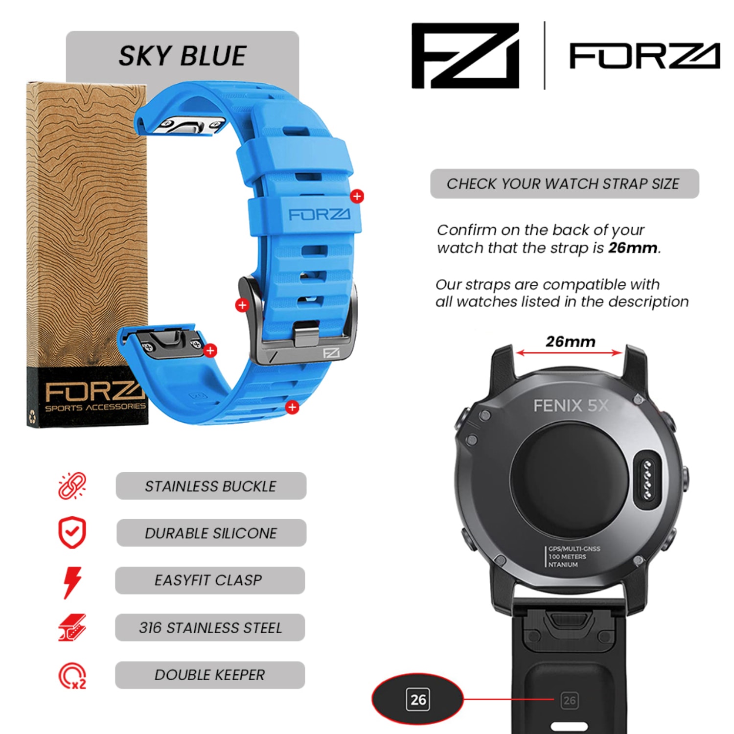 FORZA Elite 26mm EasyFit Watch Strap, product, variation 10