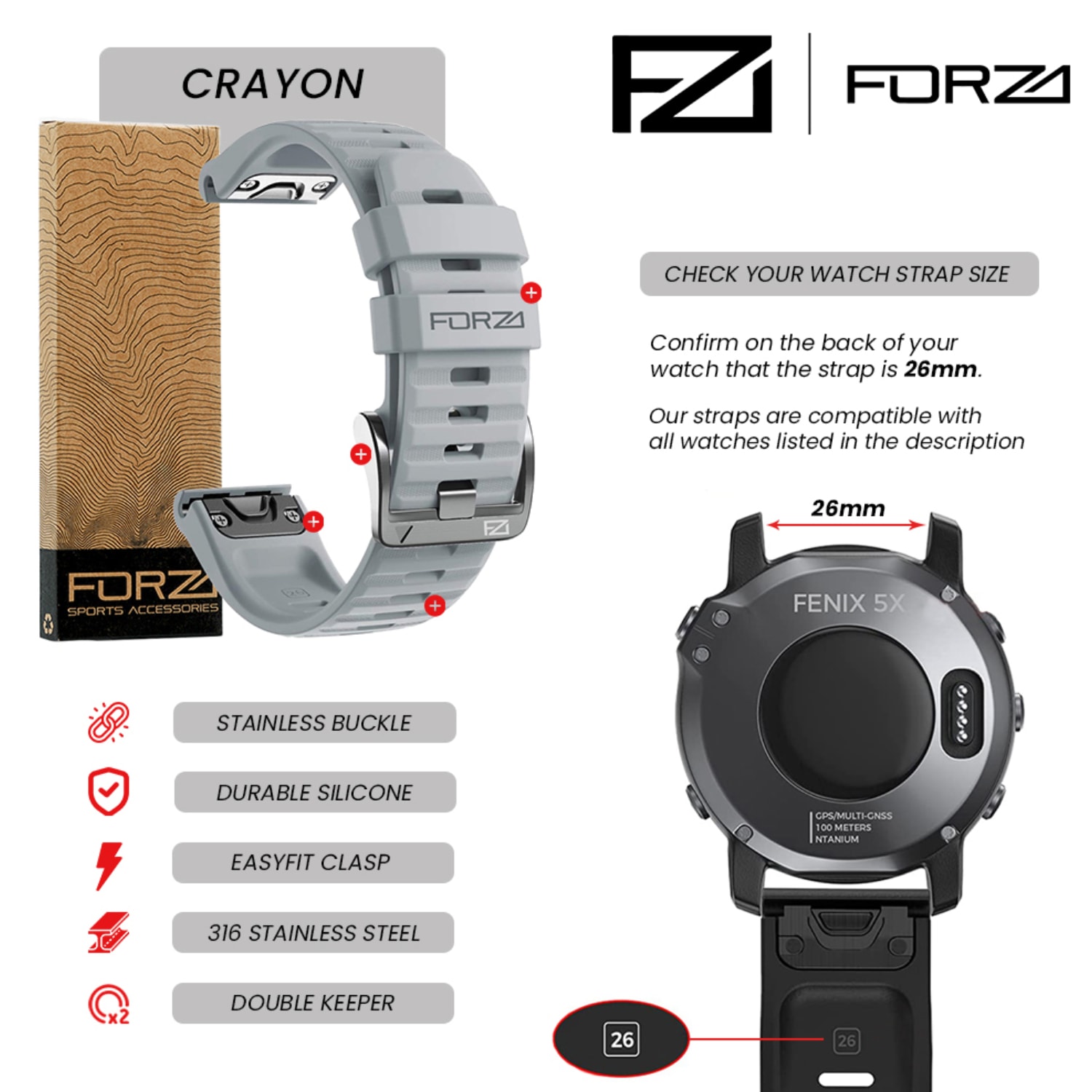 FORZA Elite 26mm EasyFit Watch Strap, product, variation 14