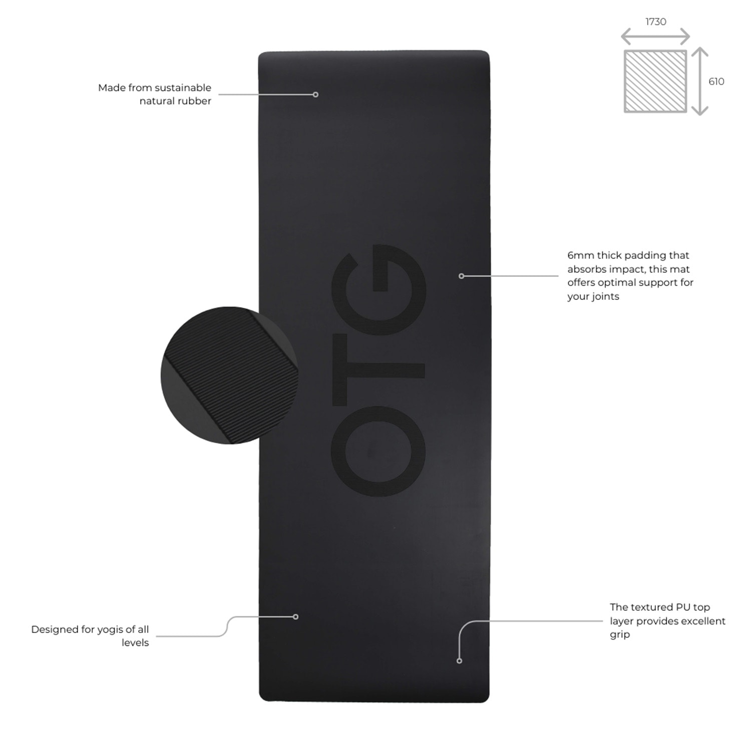 OTG Rubber + PU Yoga Mat, product, variation 10