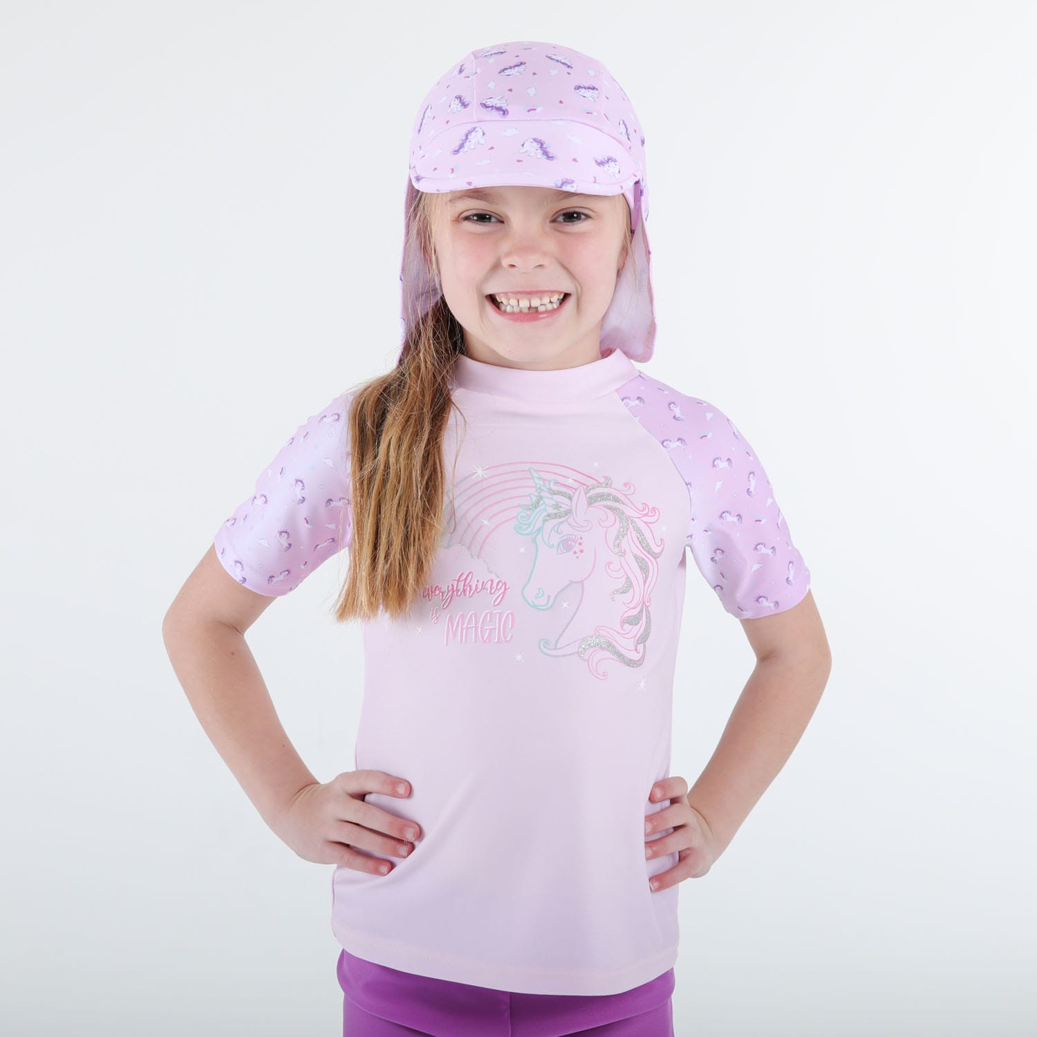 Girls Unicorn Short Sleeve Rashvest Set, product, variation 2