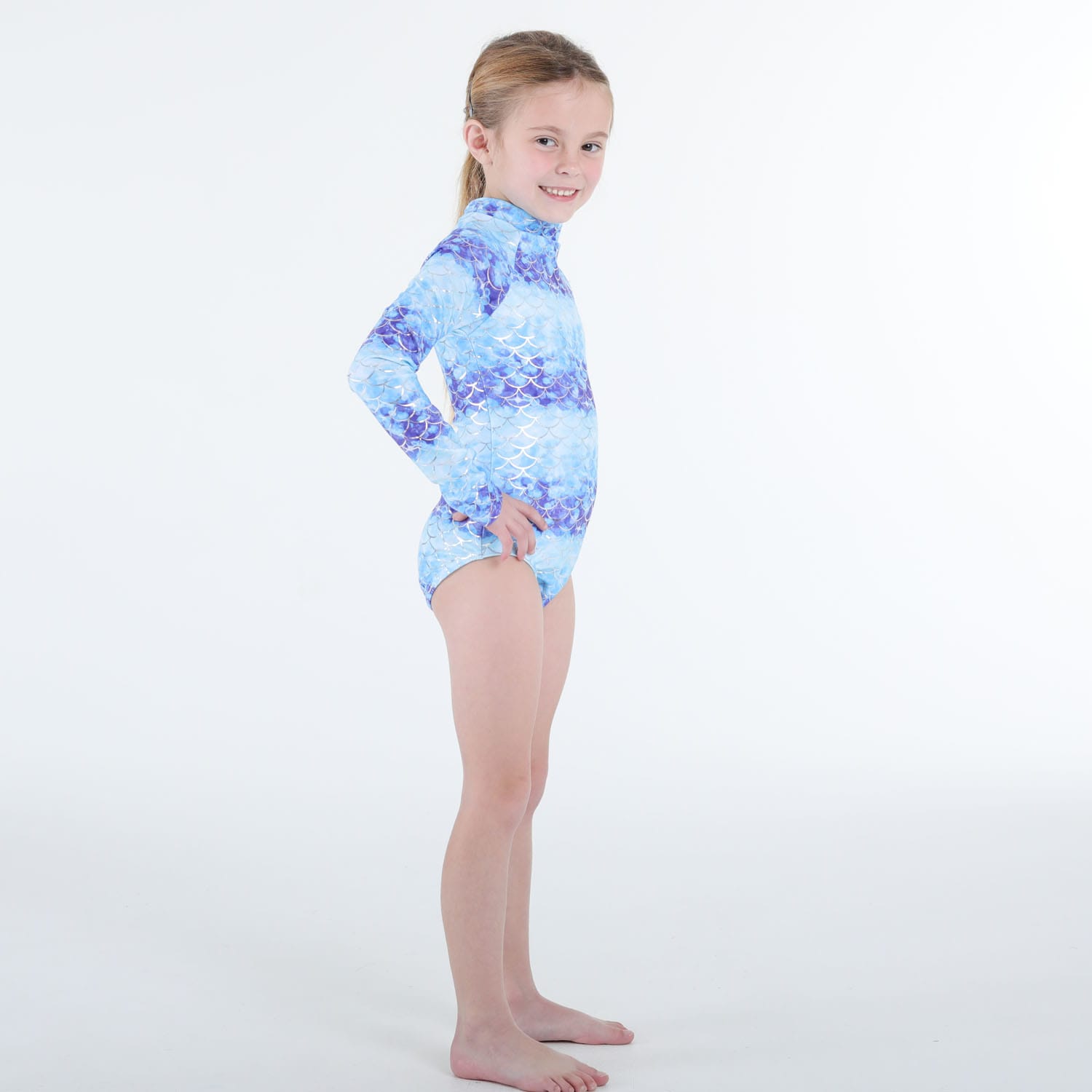 Girls Blue Mermaid Scale Grenade Suit, product, variation 2