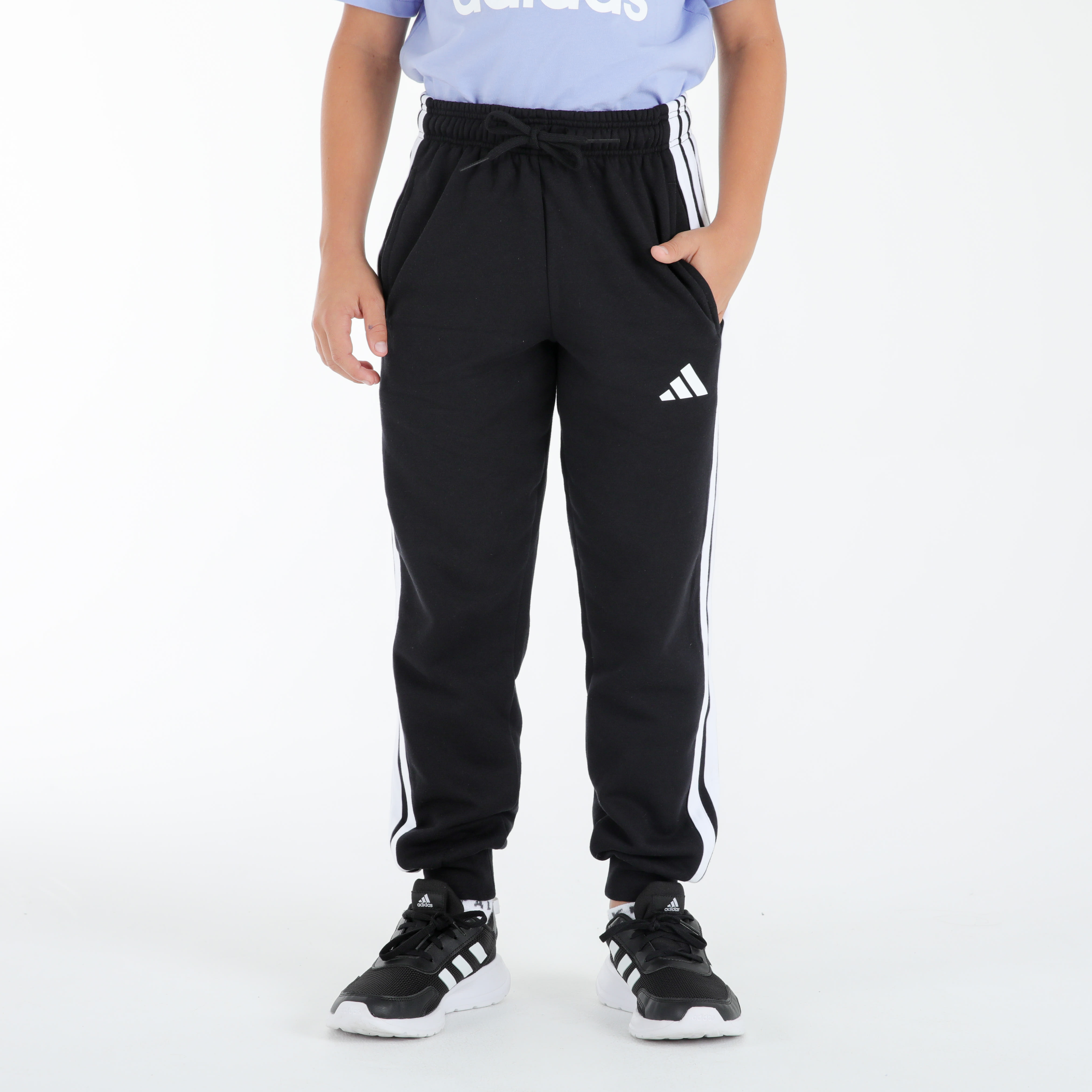 adidas Boys 3 Stripe Fleece Sweatpant