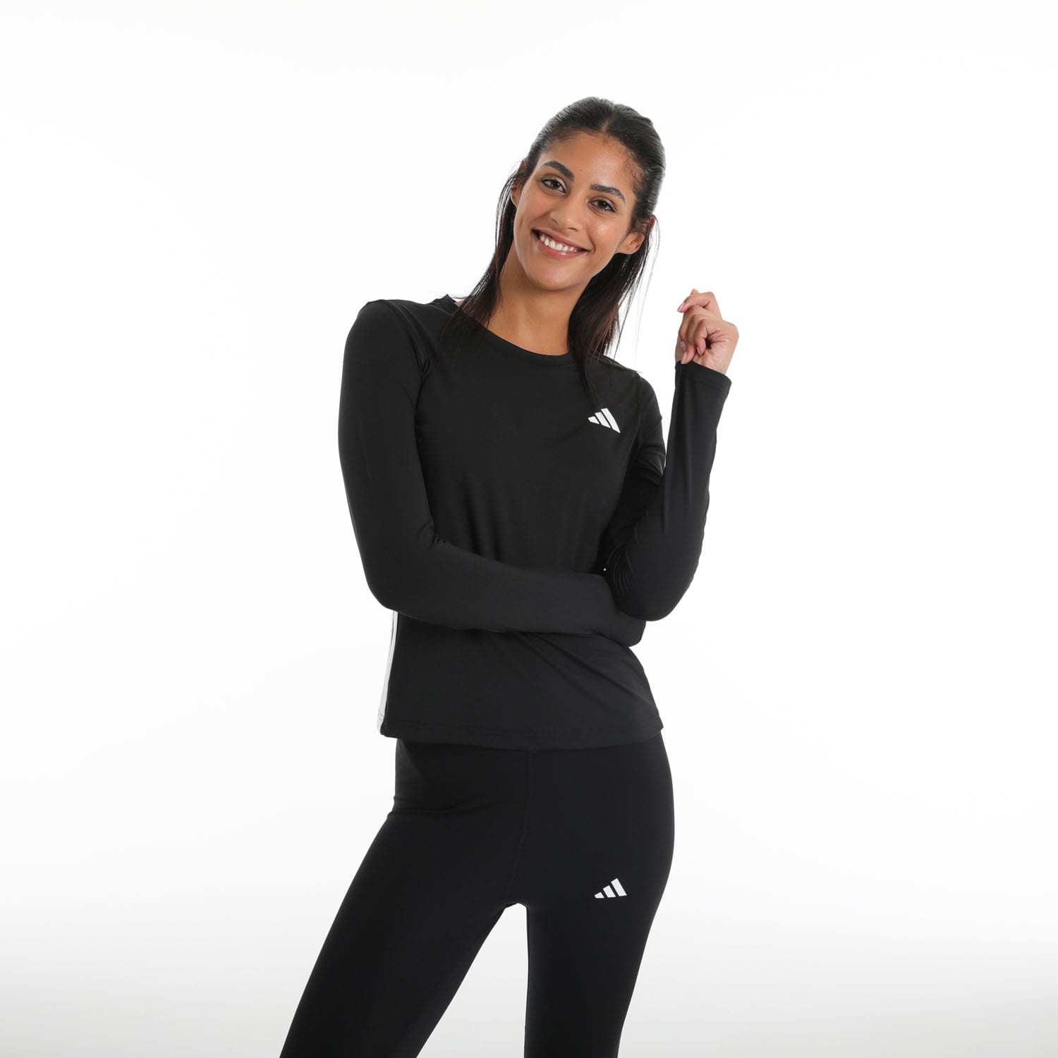 adidas Women's Training Essential 3 Stripe Long Sleeve Top
