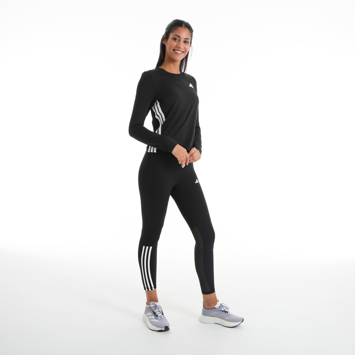 adidas Women&#039;s Training Essential 3 Stripe Long Sleeve Top, product, variation 2