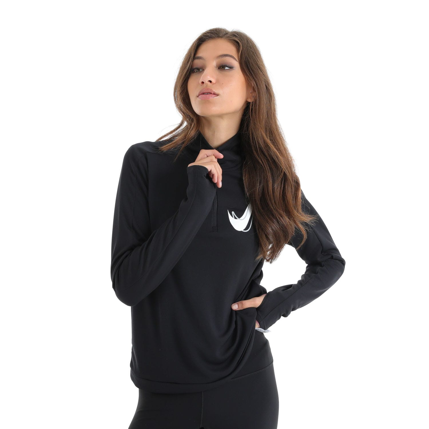 Nike Womens Swoosh Half Zip Long Sleeve Top
