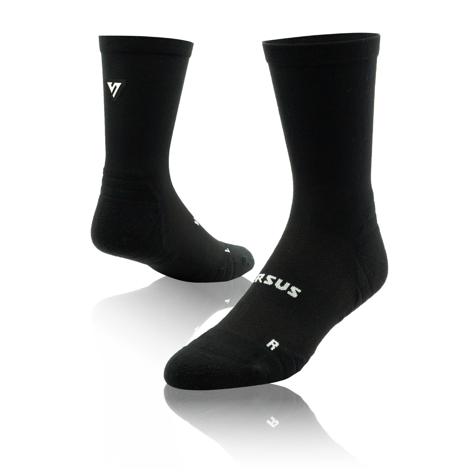 Versus Classic Black Active Crew Length Tab Socks