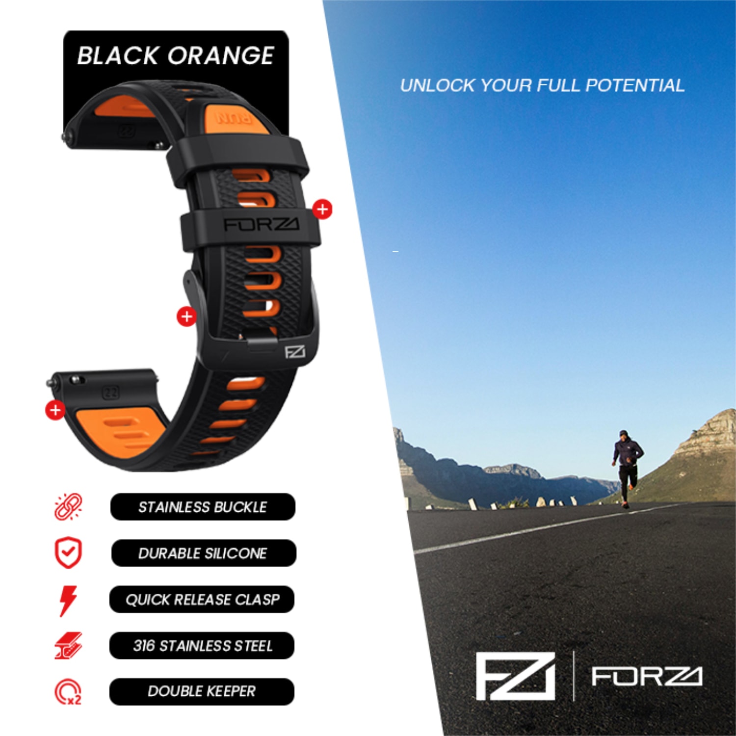 FORZA Elite 20mm Quick Release Two-Tone Watch Strap, product, variation 6