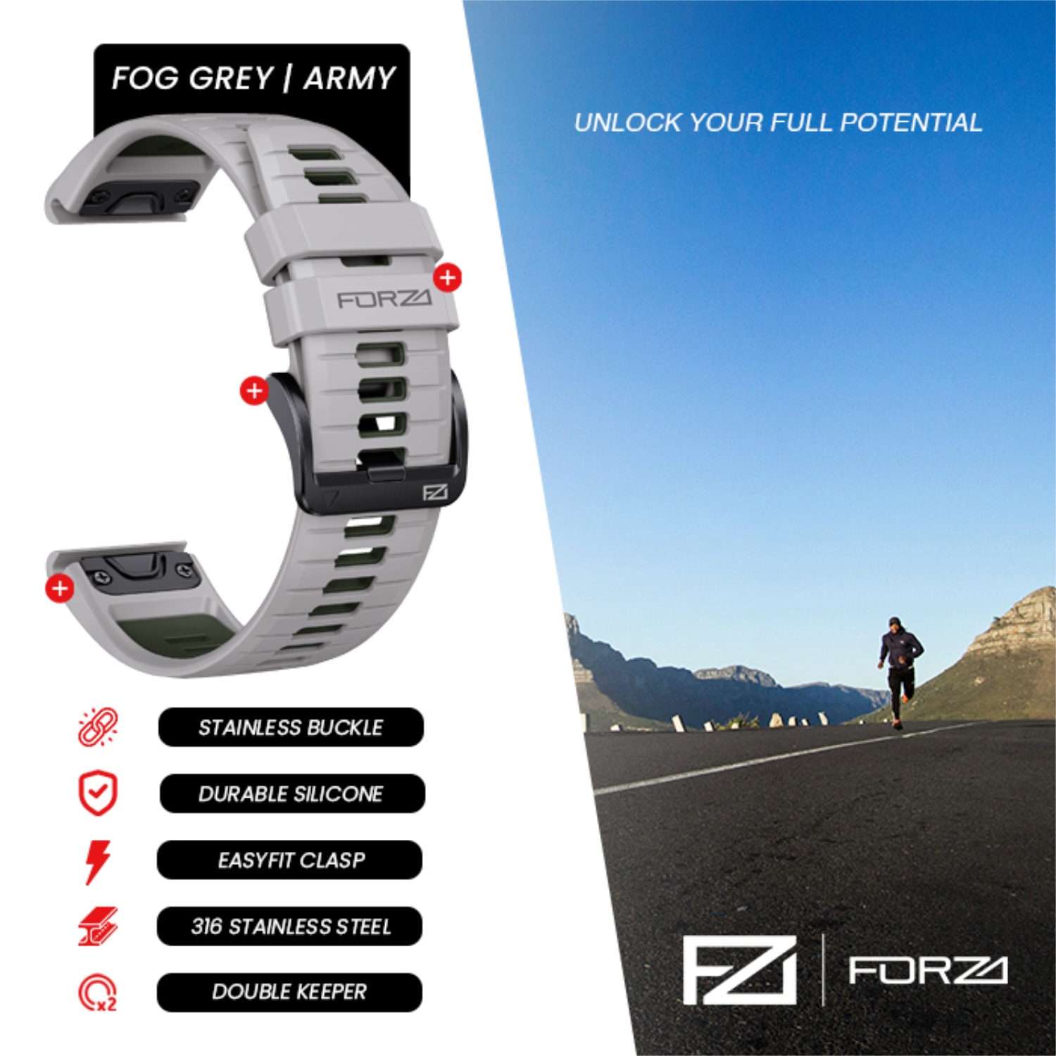 FORZA Elite 22mm EasyFit Two-Tone Watch Strap, product, variation 11