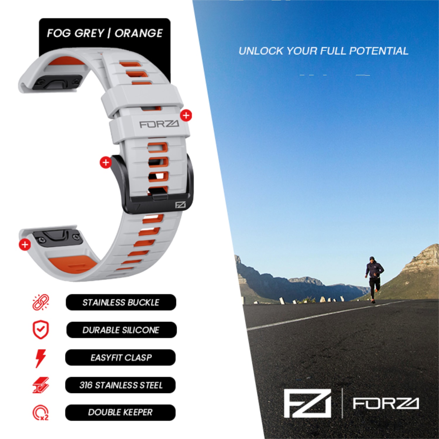 FORZA Elite 22mm EasyFit Two-Tone Watch Strap, product, variation 7