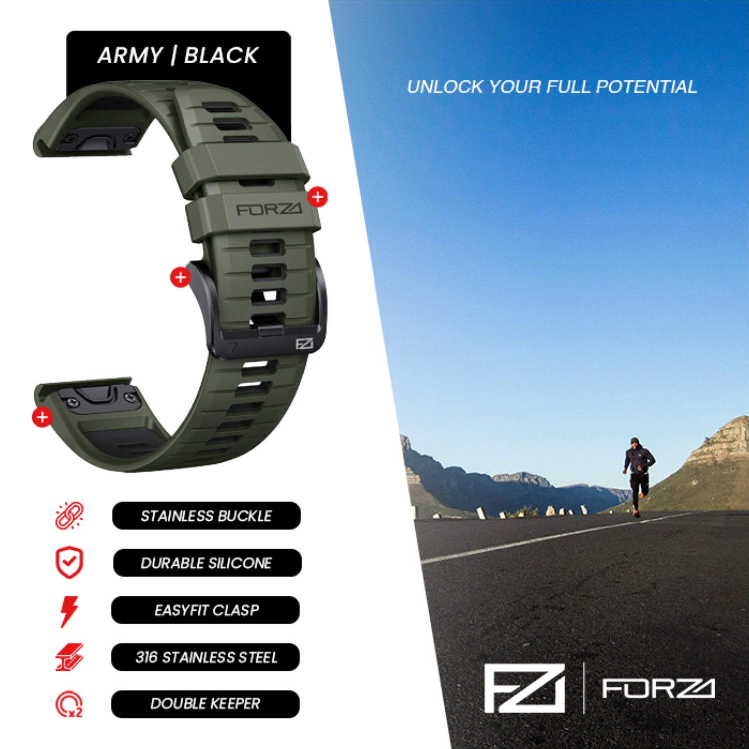 FORZA Elite 26mm EasyFit Two-Tone Watch Strap, product, variation 16