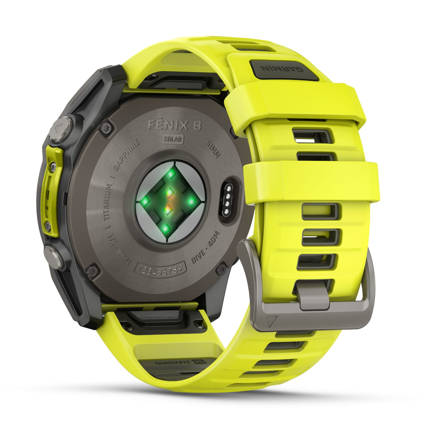 Garmin Fenix 8 51mm Sapphire Solar Multisport Smartwatch - Titanium/Amp Yellow, product, variation 9