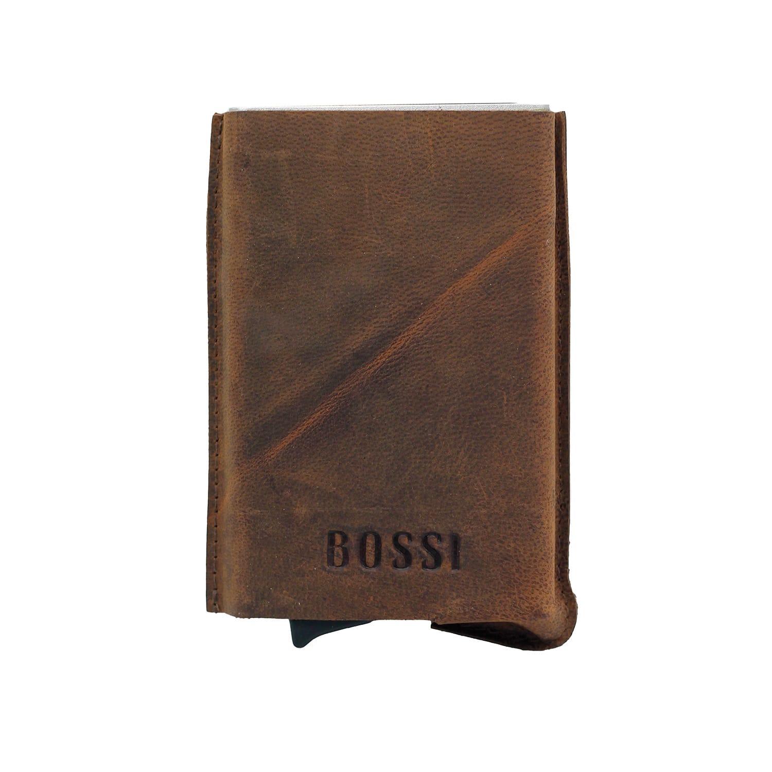 Bossi Mechanism Cardholder Wallet with Double Slot- Goat Oily Hunter Brown