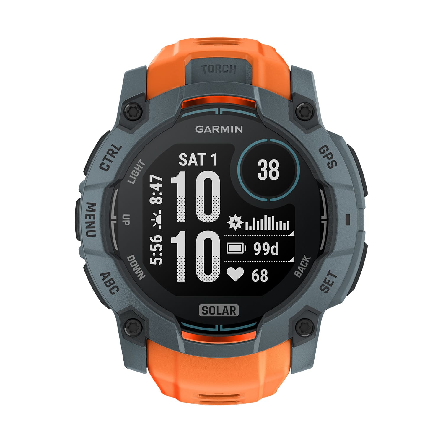 Garmin Instinct 3 50mm Solar Rugged GPS Smartwatch - Orange, product, variation 2