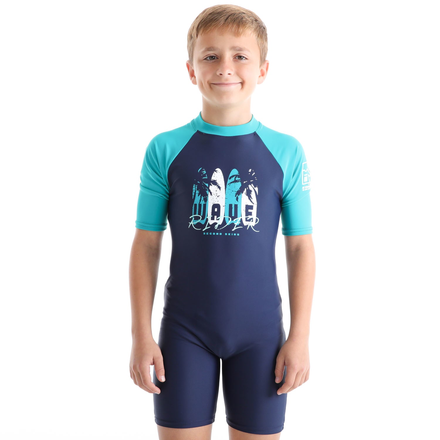 Second Skins Boys Wave Rider Short Sleeve Sunsuit