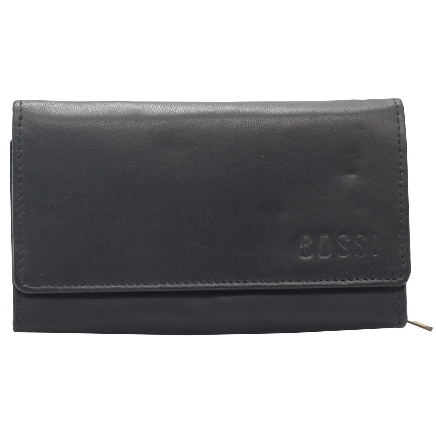 Bossi Mopane Medium Leather Purse with Flap Closure- Black